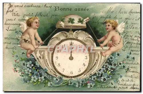 Cartes postales Fantaisie Anges Ange Horloge