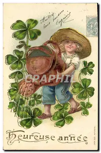 Cartes postales Fantaisie Fleurs Enfant Trefles