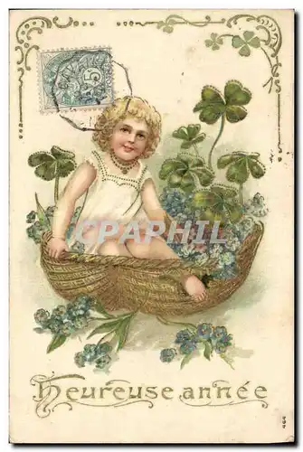 Cartes postales Fantaisie Fleurs Enfant Trefles