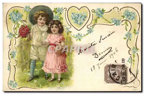 Cartes postales Fantaisie Fleurs Enfants