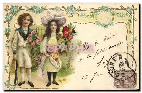 Cartes postales Fantaisie Fleurs Enfants