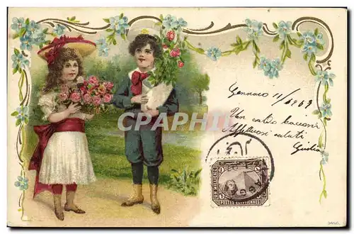 Cartes postales Fantaisie Fleurs Enfants