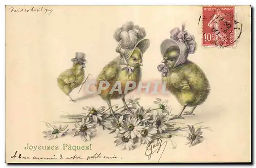 Cartes postales Fantaisie Poussins Paques