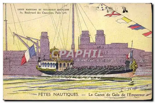 Cartes postales Bateau Illustrateur Haffner Fetes nautiques Le canot de gala de l'Empereur
