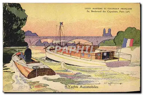 Cartes postales Bateau Illustrateur Haffner Yachts automobiles
