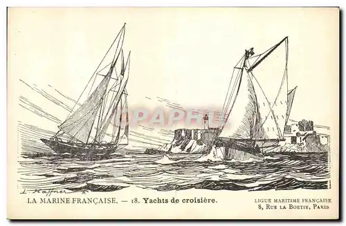 Cartes postales Bateau Illustrateur Haffner Yachts de croisiere