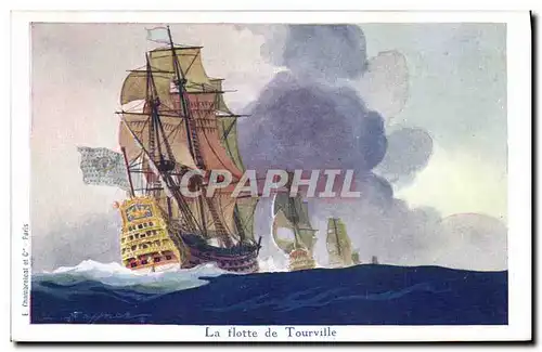 Ansichtskarte AK Bateau Illustrateur Haffner La flotte de Tourville