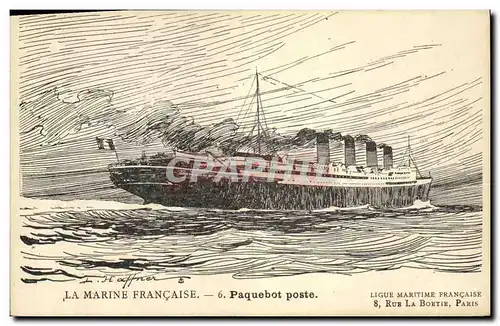 Cartes postales Bateau Illustrateur Haffner Paquebot Poste