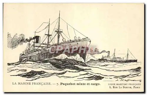 Cartes postales Bateau Illustrateur Haffner Paquebot mixte et cargo