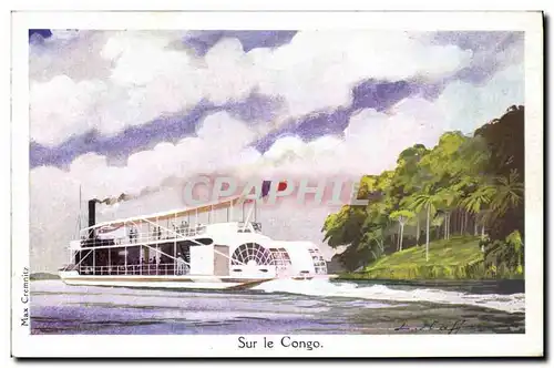 Cartes postales Bateau Illustrateur Haffner Sur le Congo