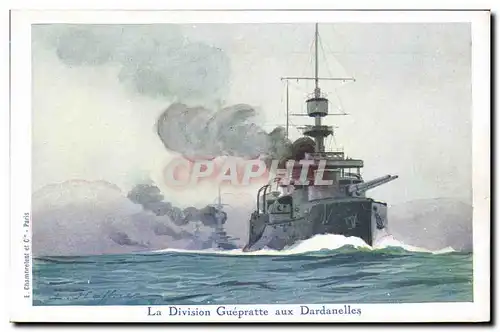 Ansichtskarte AK Bateau Guerre Illustrateur Haffner La division Guepratte aux Dardanelles