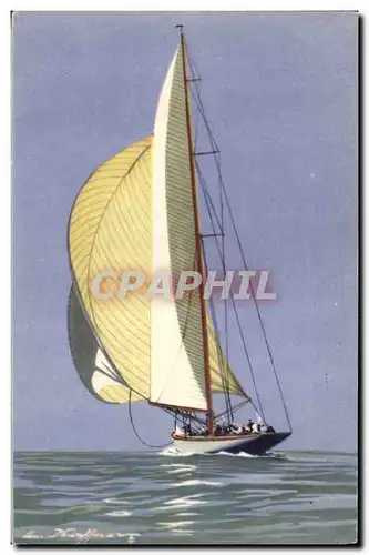 Cartes postales Bateau Illustrateur Haffner Yacht de la grande classe courant vent arriere avec son spinnaker