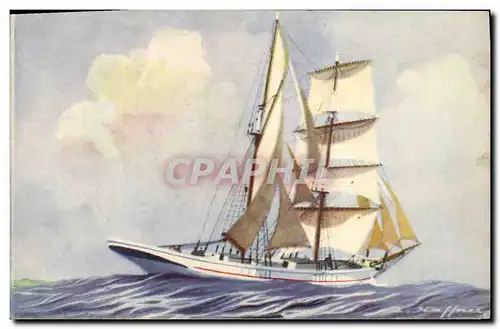 Cartes postales Bateau Illustrateur Haffner Brick goelette