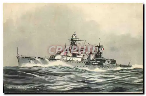 881 Bateau Guerre Illustrateur Haffner Croiseur de 2eme classe Marseillaise
