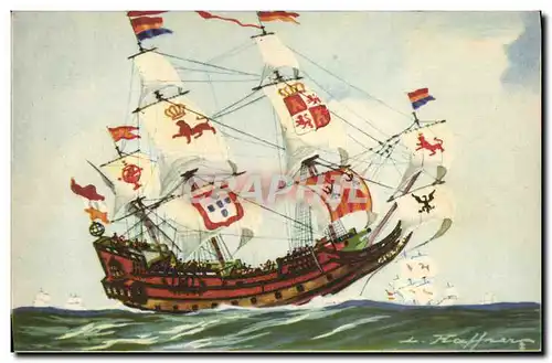 Ansichtskarte AK Bateau Illustrateur Haffner Galion