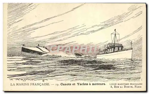 Cartes postales Bateau Illustrateur Haffner Canots et yachts a moteur