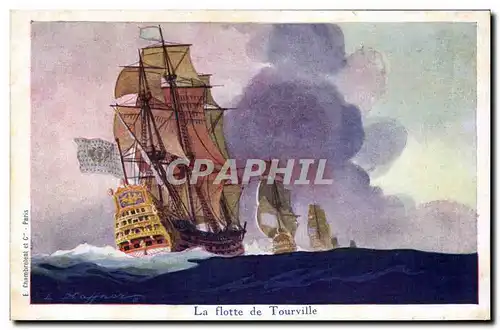 Ansichtskarte AK Bateau Illustrateur Haffner La flotte de Tourville