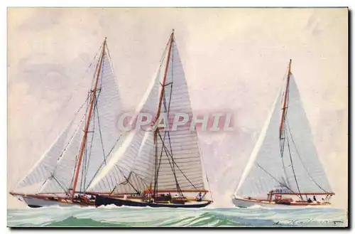 Ansichtskarte AK Bateau Illustrateur Haffner Yachts de courses