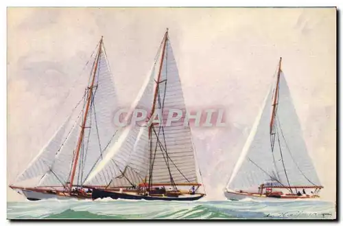 Cartes postales Bateau Illustrateur Haffner Yachts de courses