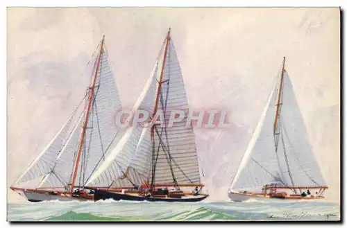 Cartes postales Bateau Illustrateur Haffner Yachts de courses