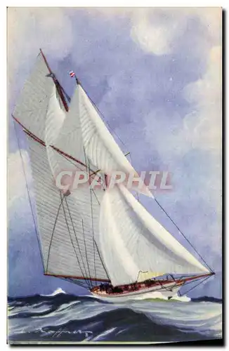 Ansichtskarte AK Bateau Illustrateur Haffner Goelette latine de la grande classe courant largue