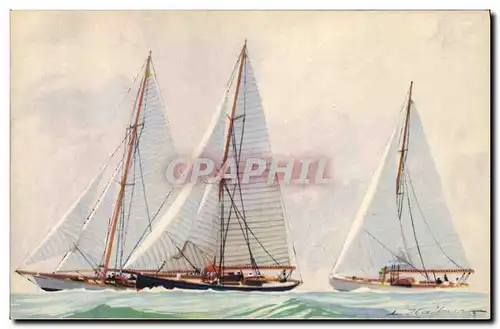 Cartes postales Bateau Illustrateur Haffner Yachts de course