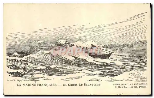 Ansichtskarte AK Bateau Illustrateur Haffner Canot de sauvetage