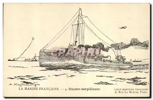 Ansichtskarte AK Bateau Guerre Illustrateur Haffner Contre torpilleurs