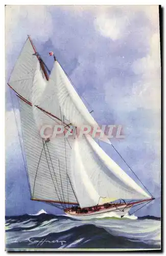 Cartes postales Bateau Illustrateur Haffner Goelette latine de la grande classe