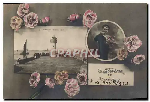 Cartes postales Phare Cherbourg La jetee et la rade