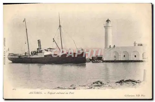 Ansichtskarte AK Phare Antibes Vapeur entrant au port Bateau