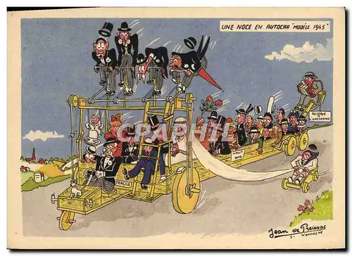 Cartes postales Militaria Une noce en autocar Modele 1945 Jean de Preissac