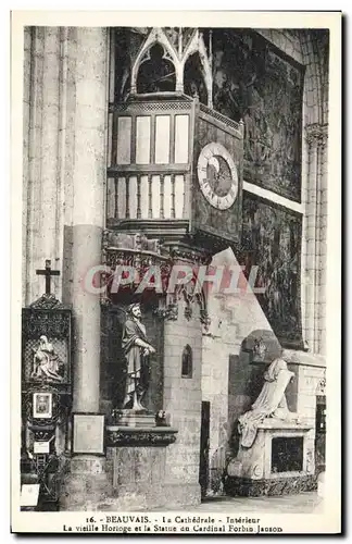 Cartes postales Horloge Beauvais La cathedrale Interieur La vieille horloge et la statue du cardinal Forbin Jans
