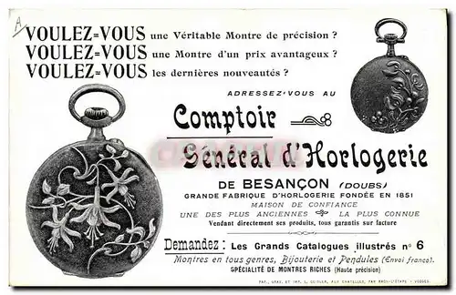 Cartes postales Horloge Comptoir d&#39horlogerie Besancon Montre