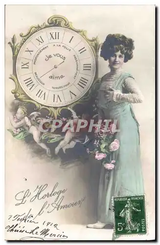 Cartes postales Femme Horloge Pendule