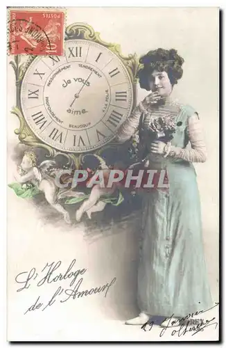 Cartes postales Femme Horloge Pendule