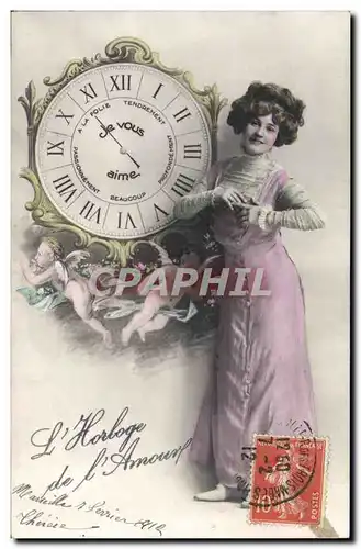 Cartes postales Femme Horloge Pendule