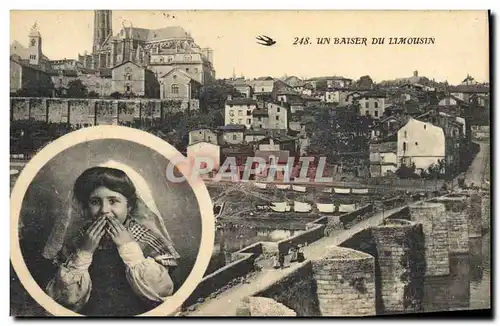 Cartes postales Folklore Enfant un baiser du Limousin