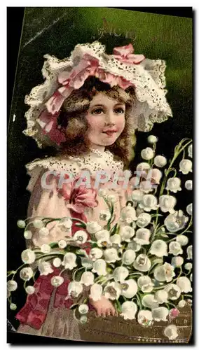 Cartes postales Fantaisie Fleurs Enfant Muguet