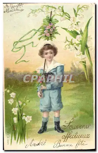 Cartes postales Fantaisie Fleurs Enfant Muguet