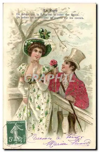 Cartes postales Fantaisie Fleurs La Rose Femme
