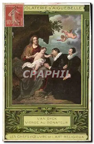Ansichtskarte AK Publicite Chocolaterie d&#39Aiguebelle Van Dyck Vierge au donateur