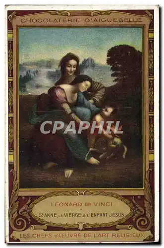 Vintage Postcard Publicity Chocolate factory of Aiguebelle Leonardo da Vinci co. Anne the Virgin and