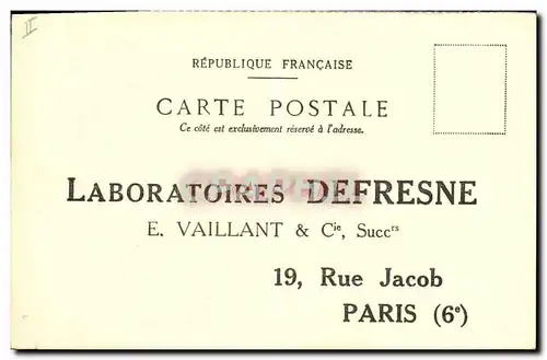 Cartes postales Publicite Laboratoires Defresne Vaillant Rue Jacon Paris 6eme