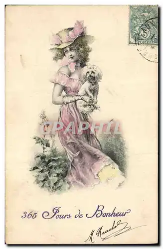 Cartes postales Fantaisie Illustrateur Femme Chien