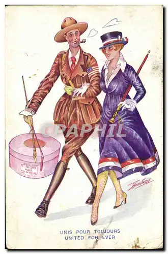 Ansichtskarte AK Fantaisie Illustrateur Xavier Sager Femme Unis pour toujours Militaria