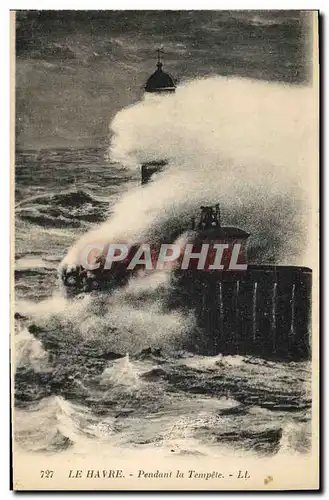 Cartes postales Phare Le Havre Pendant la tempete