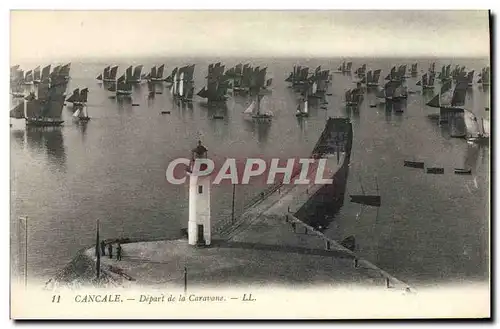 Ansichtskarte AK Phare Cancale Depart de la caravane Bateaux