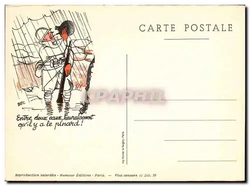 Cartes postales moderne Militaria Entre deux eaux Pinard