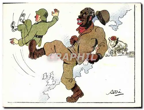 Cartes postales moderne Militaria Soldat Americain Noir Negre Soldat allemand